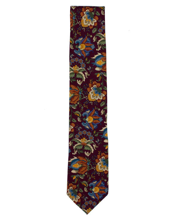 Maroon Floral Silk Tie